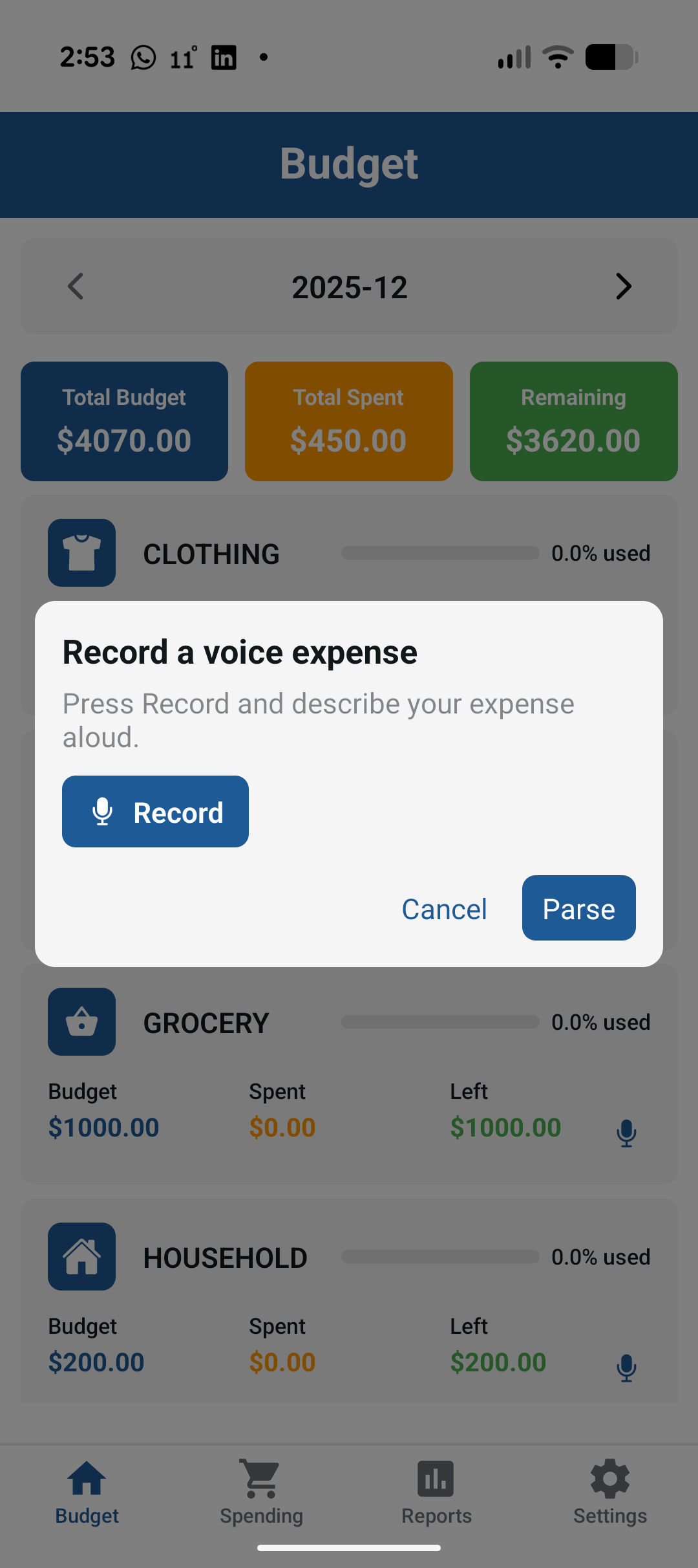 Transcribe Receipt with Recording